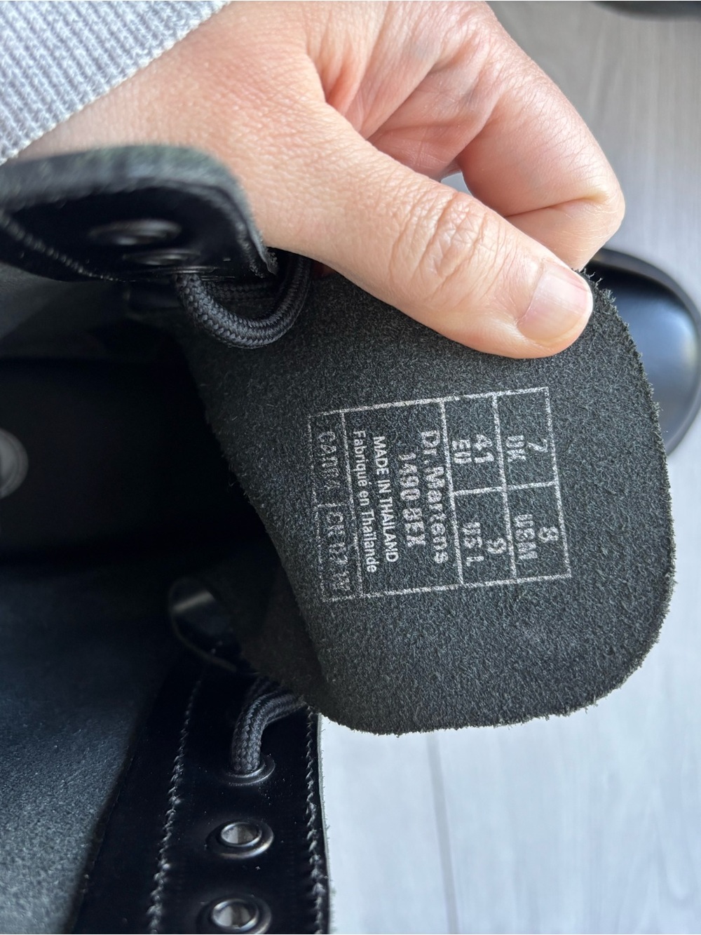 Dr. Martens Black Leather Combat Boots with Yellow Stitching - Picture 4 of 4